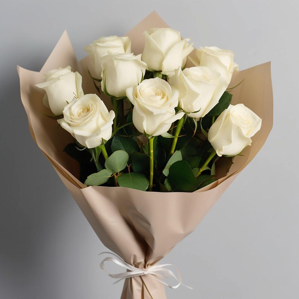 Букет 9 Белых роз Эдлесс Лав в Змеиногорске