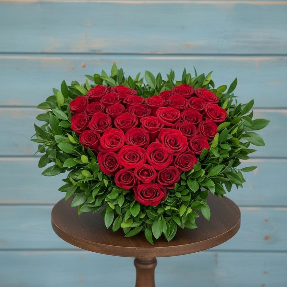 Цветочная композиция из Розы в виде сердца в Змеиногорске