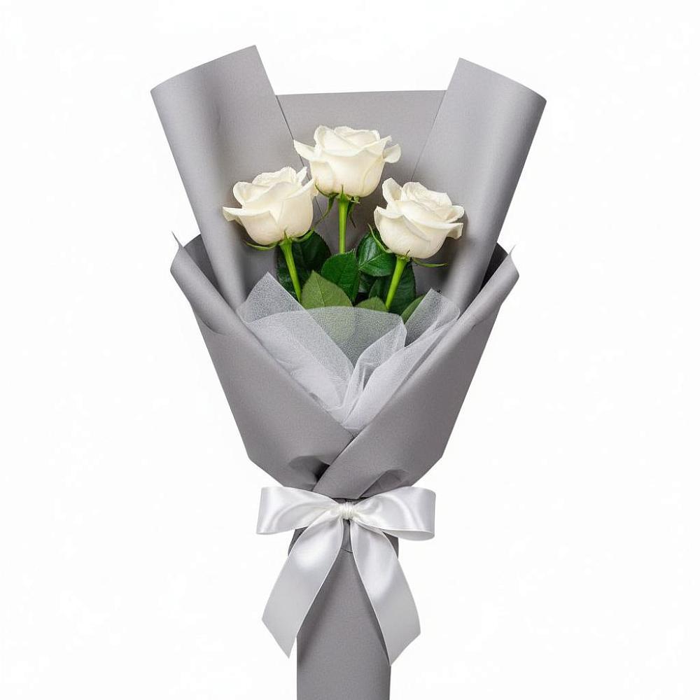 Букет 3 белые розы в Змеиногорске