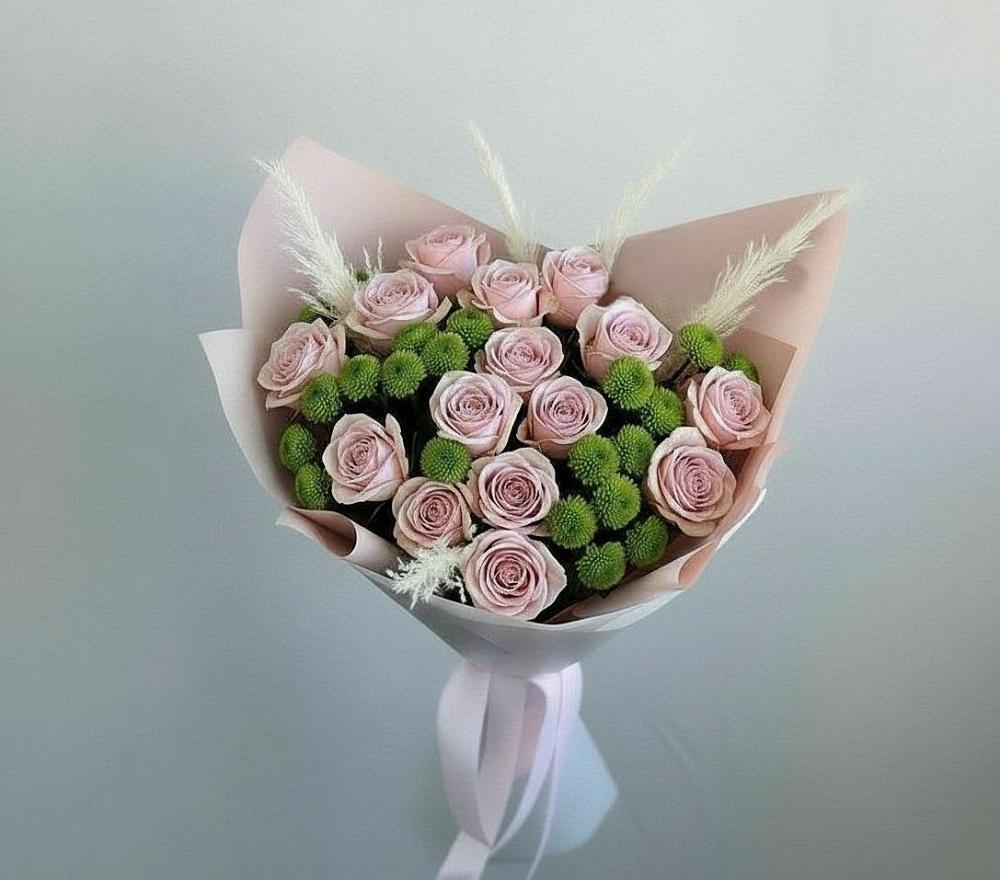 Букет цветов из: Розы и Хризантемы в Змеиногорске