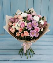 Букет цветов из:  Хризантемы, Розы и Альстромерии в Змеиногорске