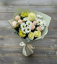 Букет цветов из:  Альстромерии, Розы и Хризантемы в Змеиногорске