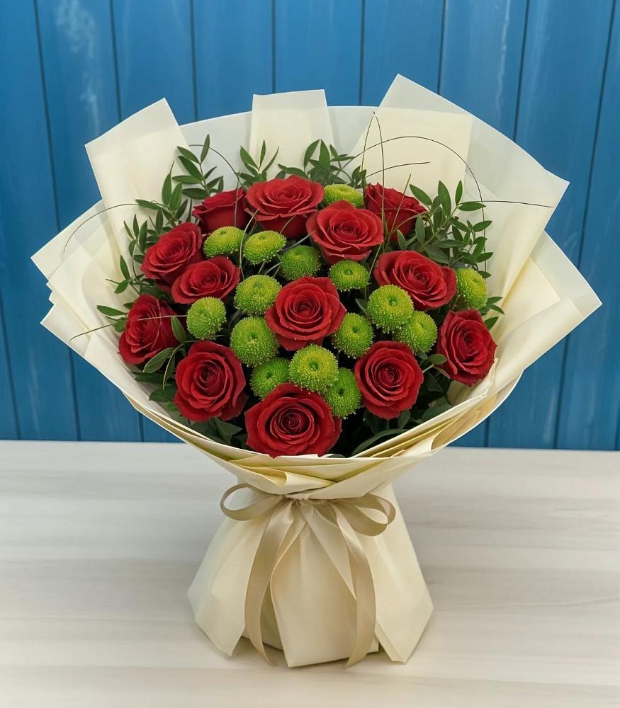 Букет цветов из: Розы и Хризантемы в Змеиногорске